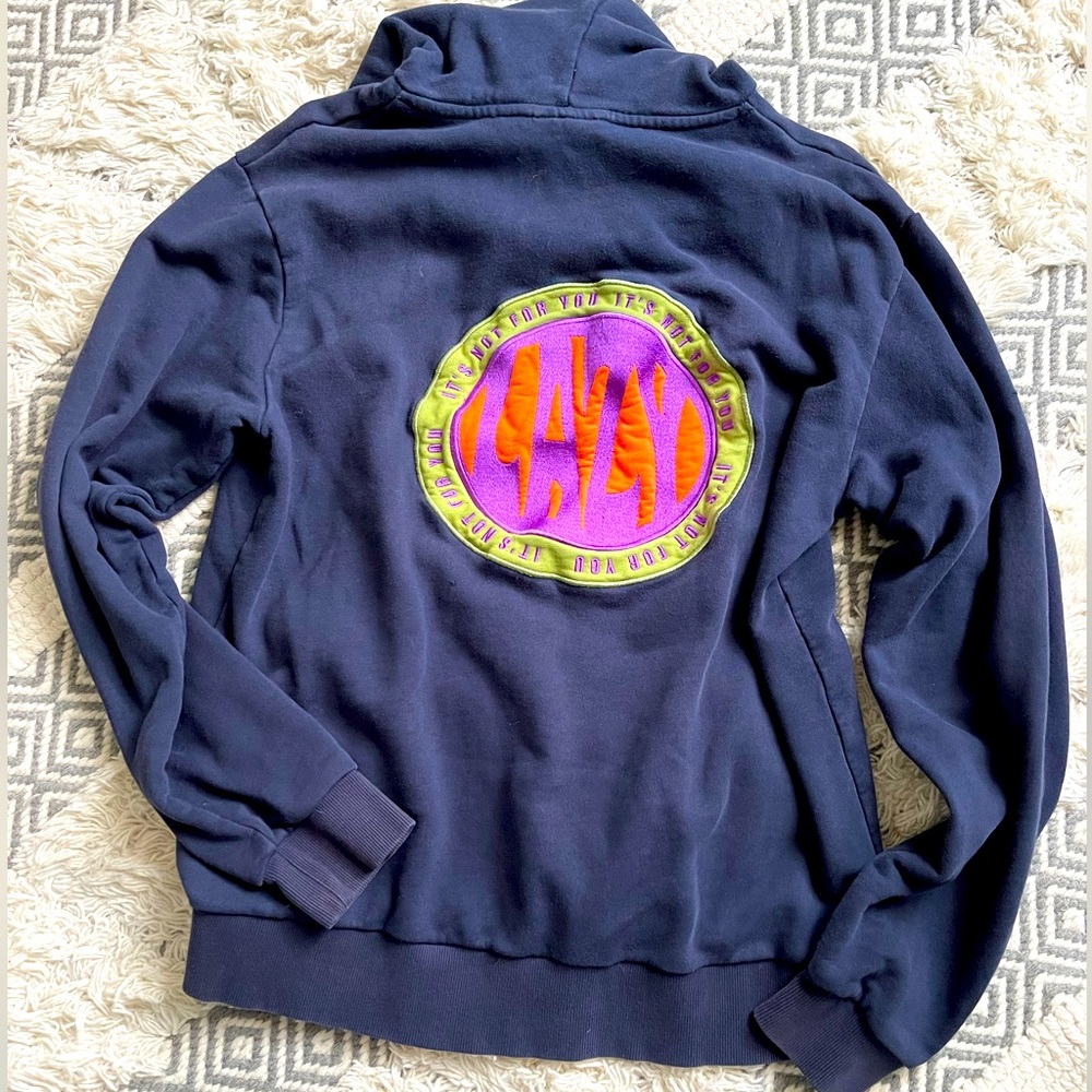 Lazy Oaf Navy Sweatshirt with Pink and Orange Patch